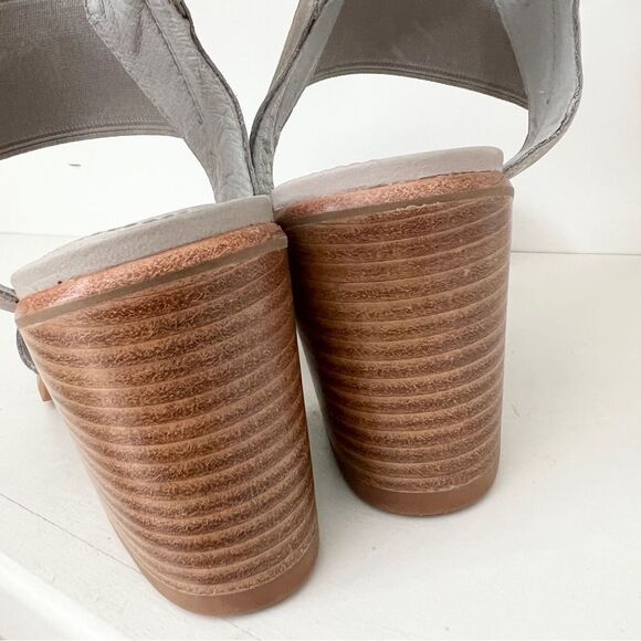 Sorel Nadia Chunky Heeled Sandals Dove Gray Leather Women’s 10.5 Elastic Strap - Picture 5 of 7